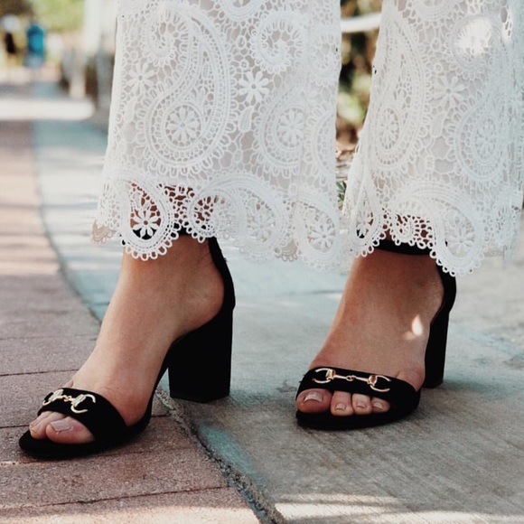 Urban Outfitters Shoes - NIB Black Metal Detail Kitten Block Heel Sandal